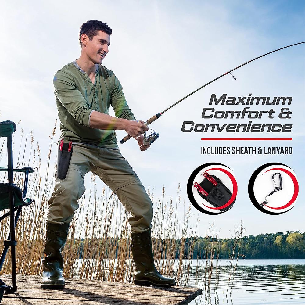 Fishing Pliers Saltwater Resistant Fishing Tools With Sheath Telescopic Lanyard