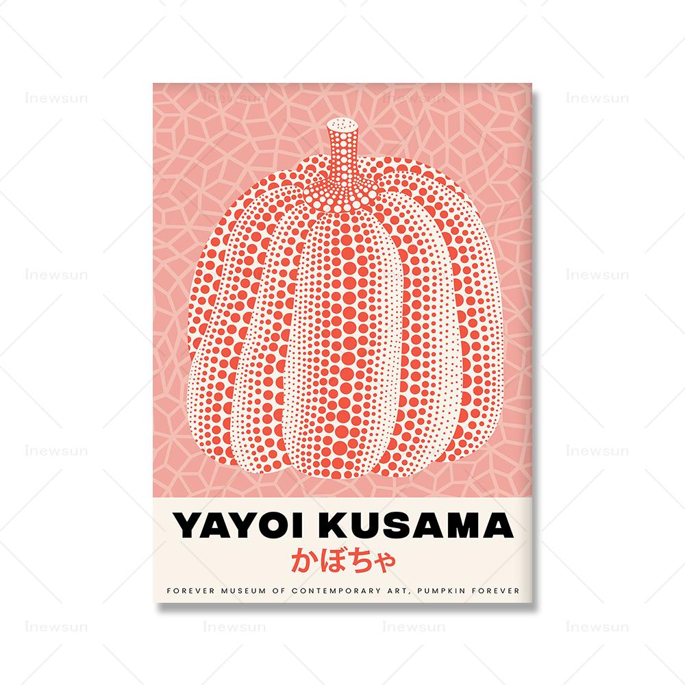Yayoi Kusama Exhibition Poster Mushrooms Pumpkin Print Wall Decoration Japanese Vintage Canvas Painting Home Decor