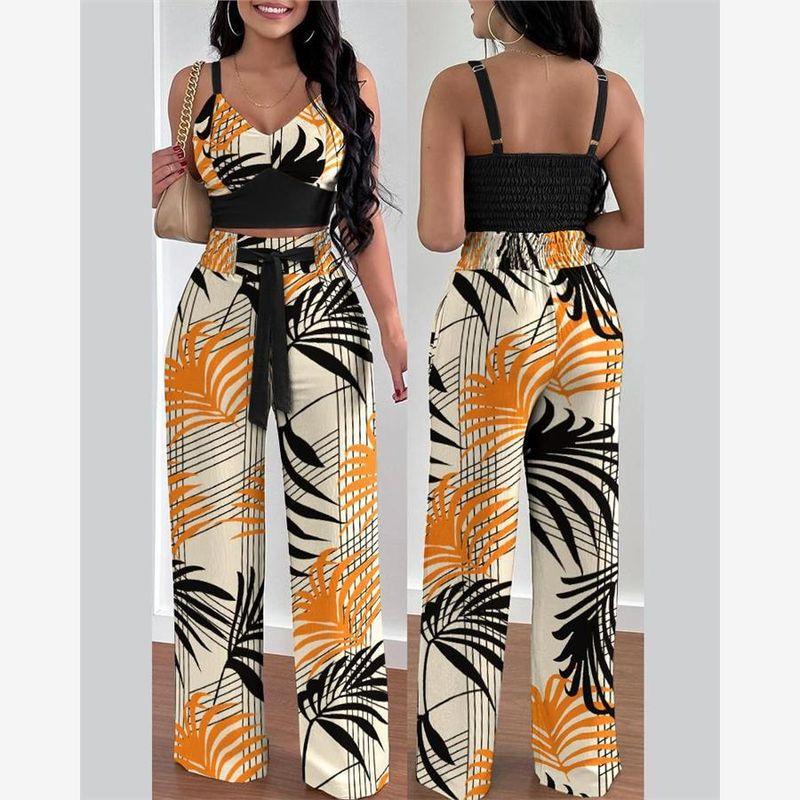 Women Casual Two-Piece Set European and American Fashion Women Creamy-white Leisure Set