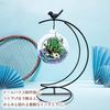 Moin Moin Hanging Stand, Iron, Moon Shape, Bird, Small Bird, Black Iron, Terrarium Hanger, Hanging Hook, Interior Decor  Height 35cm, Base Width 15cm