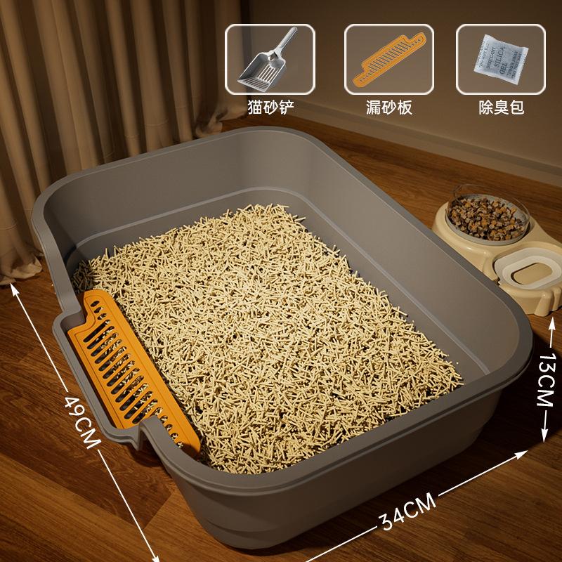 Oversized Pet Cat Litter Box, Semi-closed, Heightened and Thickened Anti-splash Cat Toilet, Easy To Clean, Bathtub Cat Toilet