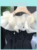 Tshirt Elegant Off Shoulder Mesh Splicing With Embroidery For Women Spring 2025