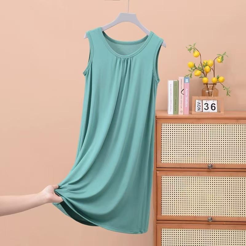 Pajama Women's Summer Sleeveless Vest Pajama Skirt, New Loose Large Size Suspender Skirt Spring and Summer