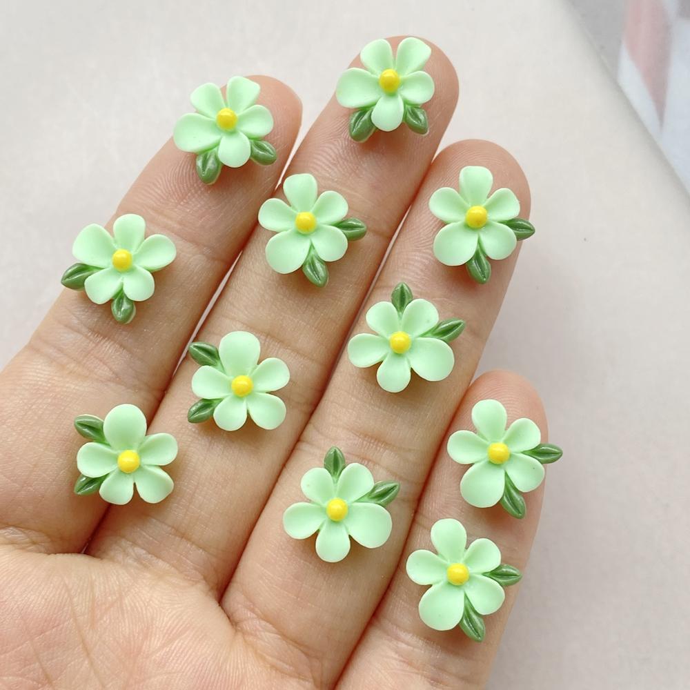 

50Pcs Cute Cartoon Mini Colored Flower Nail Art Resin Designer Charms DIY Craft For Nail 3D Decorations Jewelry