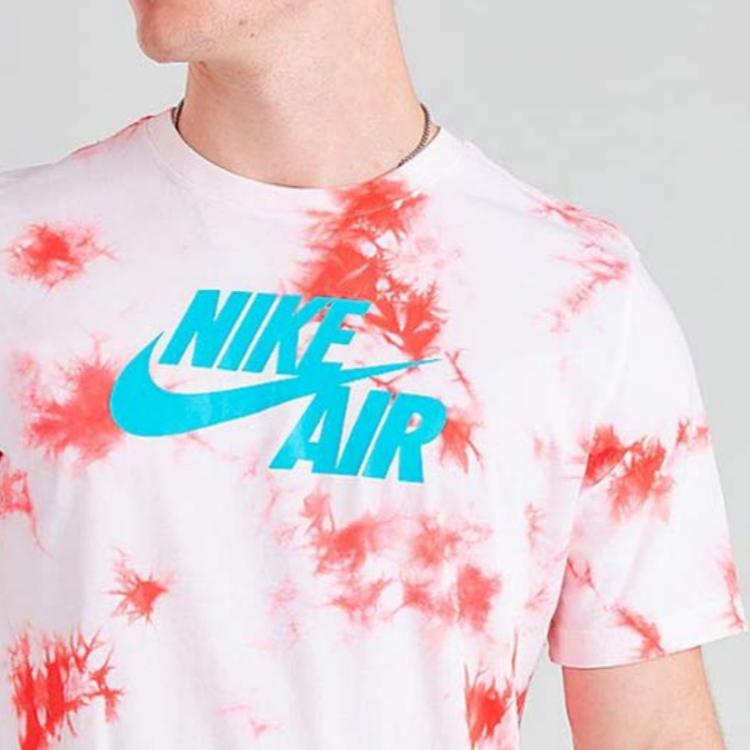 Nike Tie-Dye Logo Print Splatter Short Sleeve T-Shirt Men Tops Pink BQ0079-100