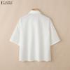 ZANZEA Women Casual Turn Down Collar Loose Floral Print Half Sleeve Blouse