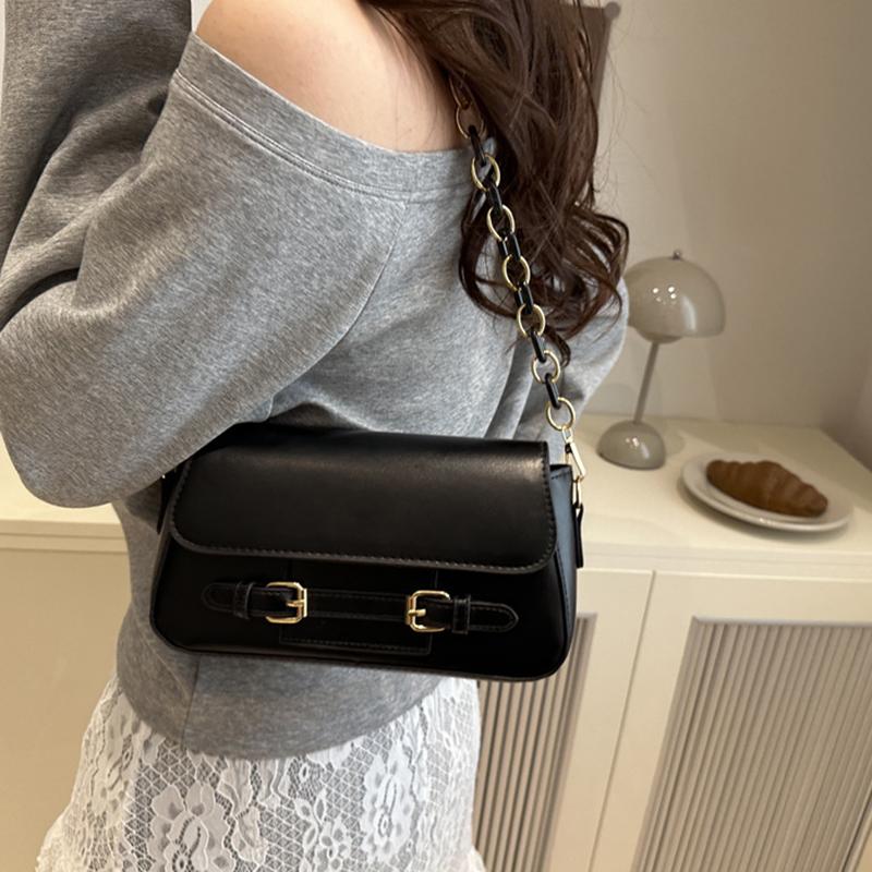 Yogodlns  New Fashion PU Leather Shoulder Bags for Women Simple Chain Handbags Crossbody Messenger Small Square Bags Casual Underarm Bag