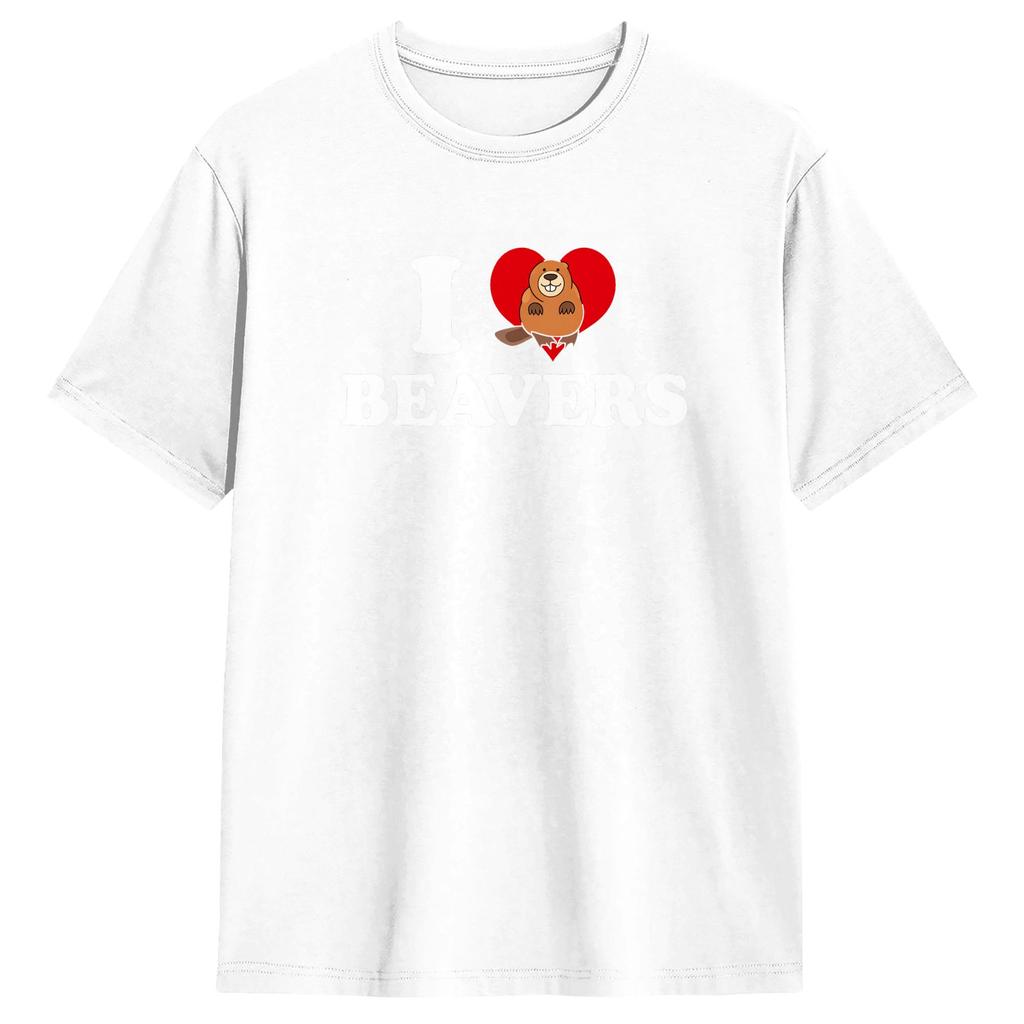 I Love Beavers TShirt Unisex  Vintage T Shirts Summer O Neck Fashion Tee Shirt Hot Sale Oversized Clothes
