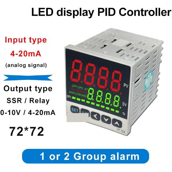 PID Sıcaklık Kontrol Cihazı 4-20mA Giriş 4-20MA 0-10V SSR Röle Çıkışı PID Regülatör Dijital Ekran LED 72 * 72 LT712(Röle Çıkışı 2 Alarm)