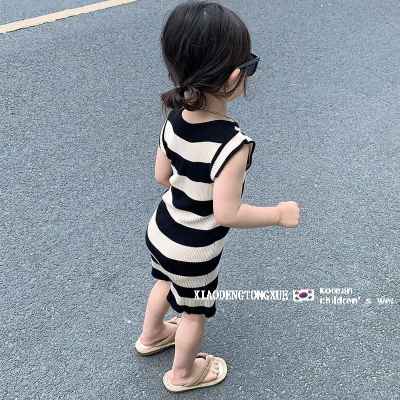 Girls Summer Striped Short Sleeve Dress Stylish Casual Kids Clothing 140