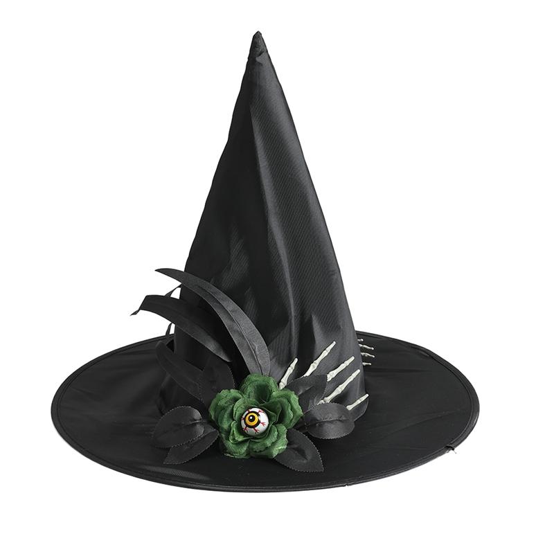 36cm 1Pcs 2025 Halloween Black Folds Witch Hat for Women Men Masquerade Party Carnival Costume Cosplay Props Halloween Decor