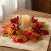 Simulation Artificial Maple Leaves Garland Sunflowers Maple Candle Holder  Fireplace Window