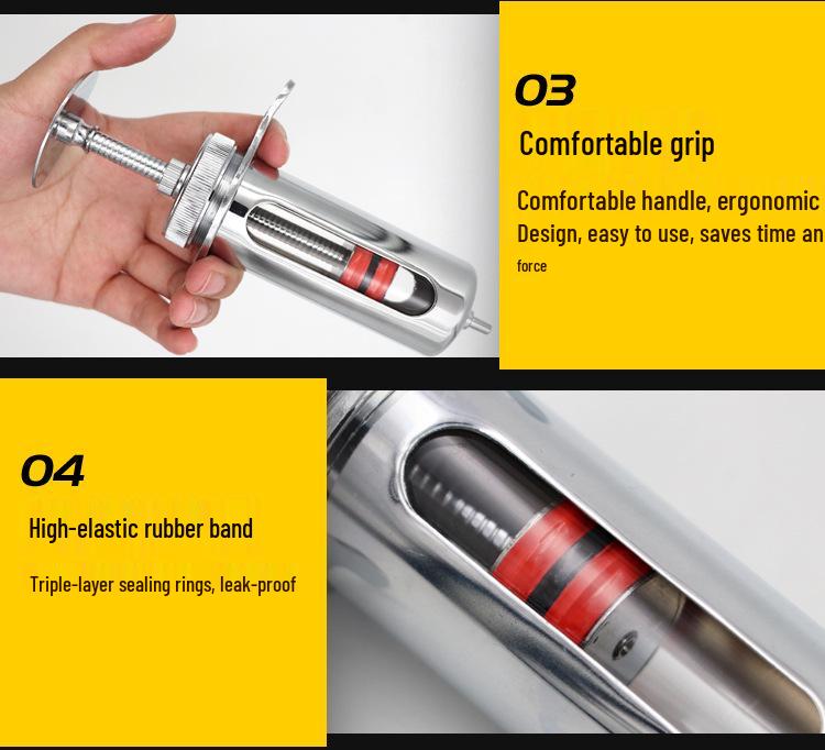 Veterinary Stainless Steel Syringe - 10ml/20ml Breeding Equipment for Pig Farming.
