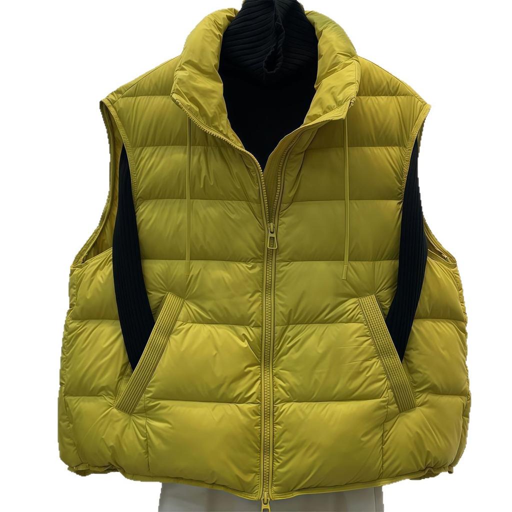 Large Size Fat Mm European Down Cotton Vest Women's Spring and Autumn New Loose Vest Stand-up Collar Vest Warm Vest Jacket
