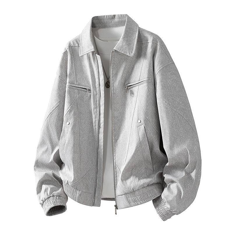 Functional Jacket Men s Autumn Casual Loose Oversized Retro Lapel Jacket XL белый