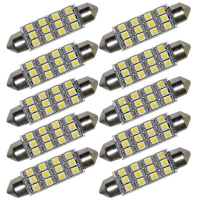 2 Stück Auto Dome 12 3528-SMD LED-Lampe Innenbeleuchtung Soffittenlampe 42 mm weiß