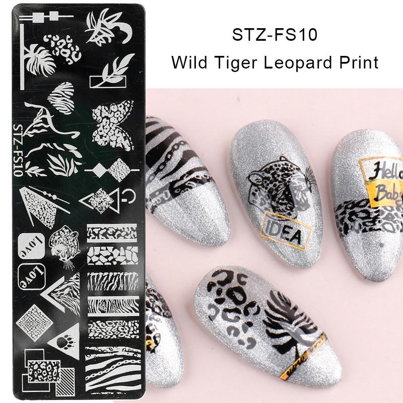 1Pc Snake Nail Art Stamping Plates Wild Animal Prints Leopard Tiger Skins Nail Stencils Flower Lace Stamping Templates