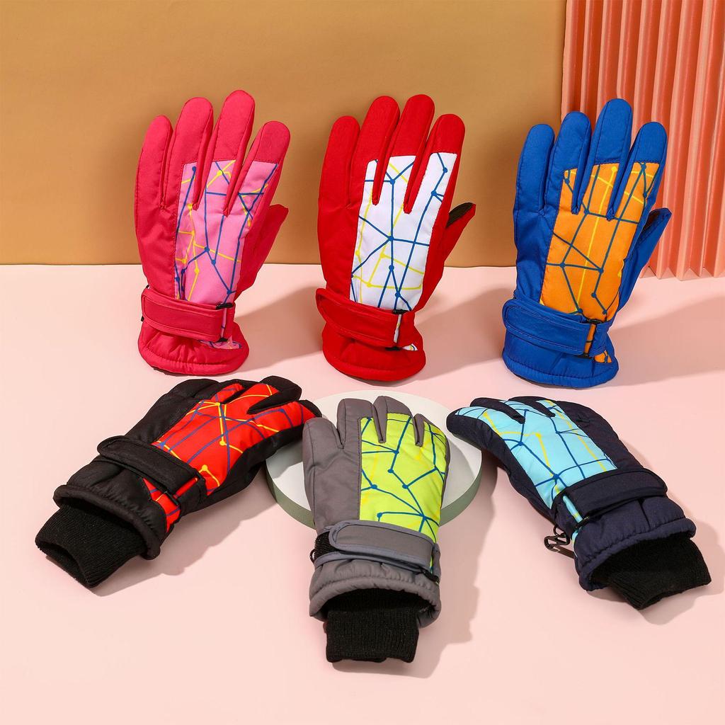 Winddichte Kinder Ski- & Radhandschuhe, Alter 5-10: Warme Outdoor-Sport-Handschuhe mit Druckgitter für Kälteschutz im Winter