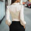 2026 Summer V-neck Satin Tie-up Waist Women's Elegant Solid Top - Cross-border Europe Fashion