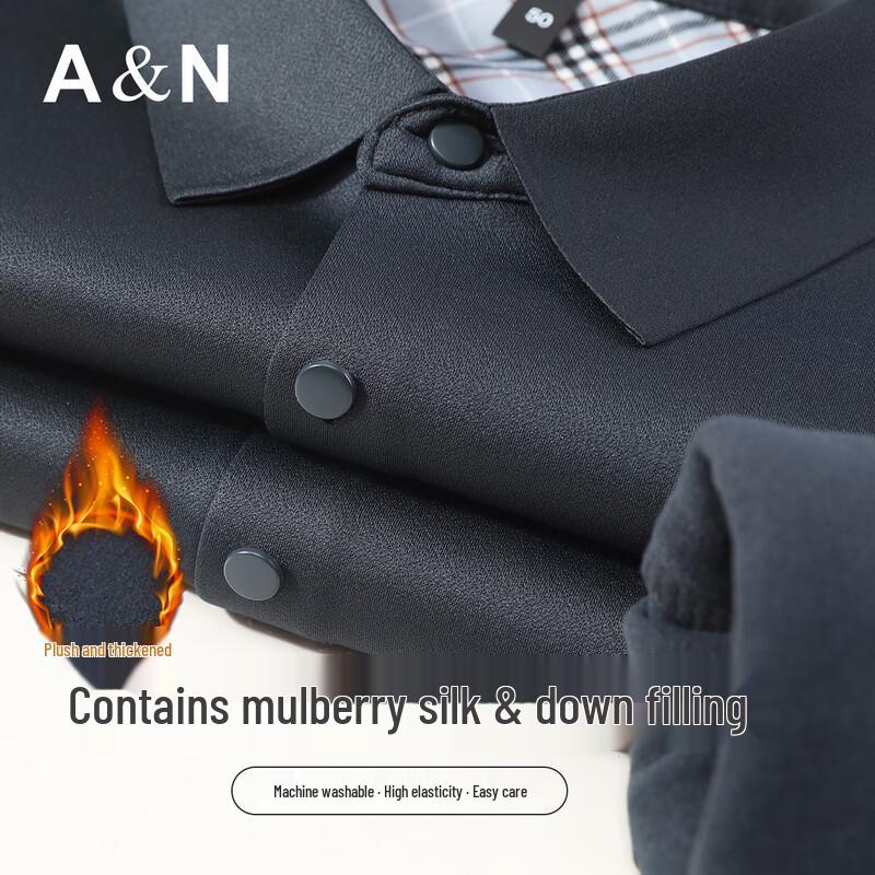 

Men s Silk-Blend Thermal Business Casual Long-Sleeve Shirt L