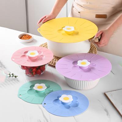 Anti Spill Cover Flower Design Flexible Anti-deformed Hanging Storage Space Saving Keep Freshness Silicone