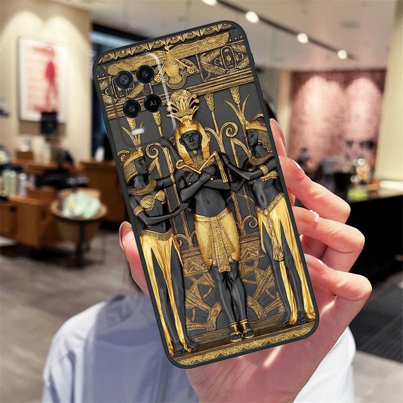 Egypt Pharaoh Mural Case For Oppo A40 A60 A80 A18 A38 A58 A78 A98 A16 A76 A96 A15 A17 A77 A74 A94 A54 A57S Cover