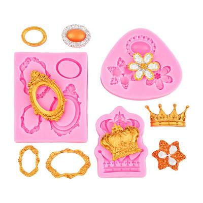 Po Lustro w Ramie Biżuteria Korona Forma Silikonowa Narzędzia do Żywicy Sugarcraft Forma do Pieczenia Babeczek Narzędzia do Dekoracji Tortu Fondant