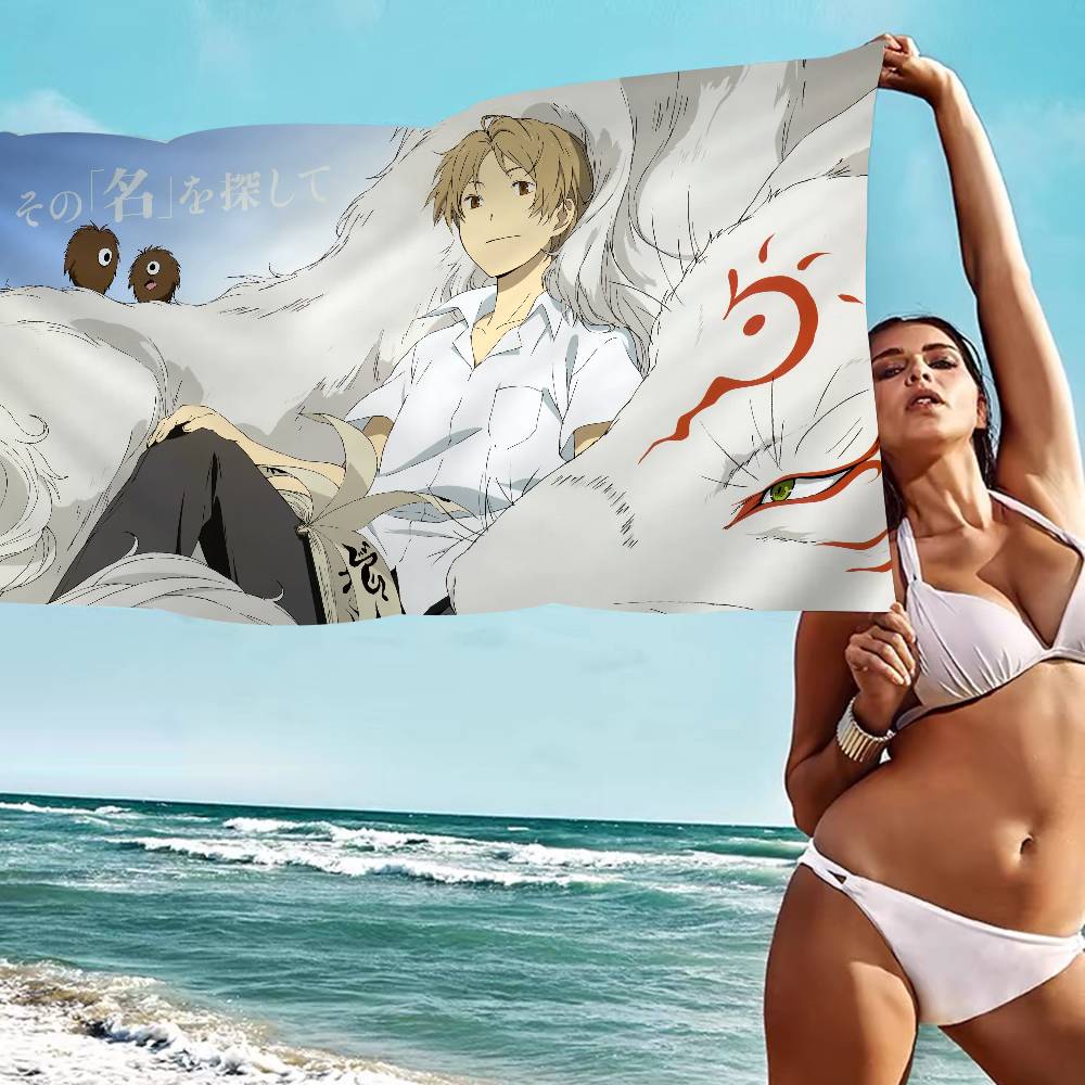Natsume Yuujinchou Cartoon Bath Towel Microfiber Soft Water Absorbing Breathable For Girl Kids Decorative Cartoon Beach Towel