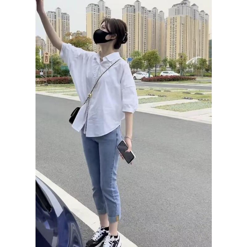 Mid-sleeve Thin Shirt Women's New Summer Sun Protection Clothing Loose Slimming Casual Shirt