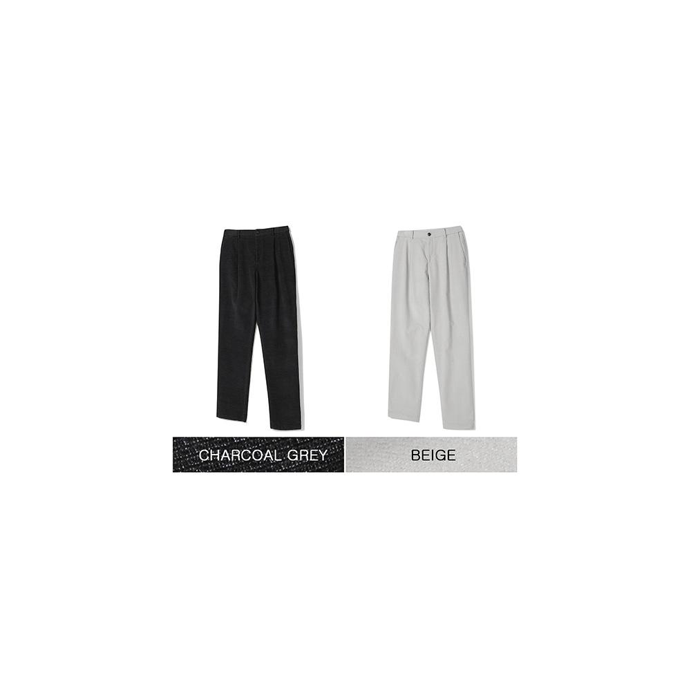 NOTIG Cotton Blend Moleskine Single-Pleat Pants Charcoal Gray_Okw3Ptlp104Cg