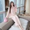 Women's Sea Island Cotton Pajamas - Long-Sleeve Lace Loose Fit Plus Size Student Loungewear