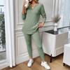 Women's 2 Piece Outfits Sets Ruched Long Sleeve Tops  Wide Leg Pants Tracksuit Sets