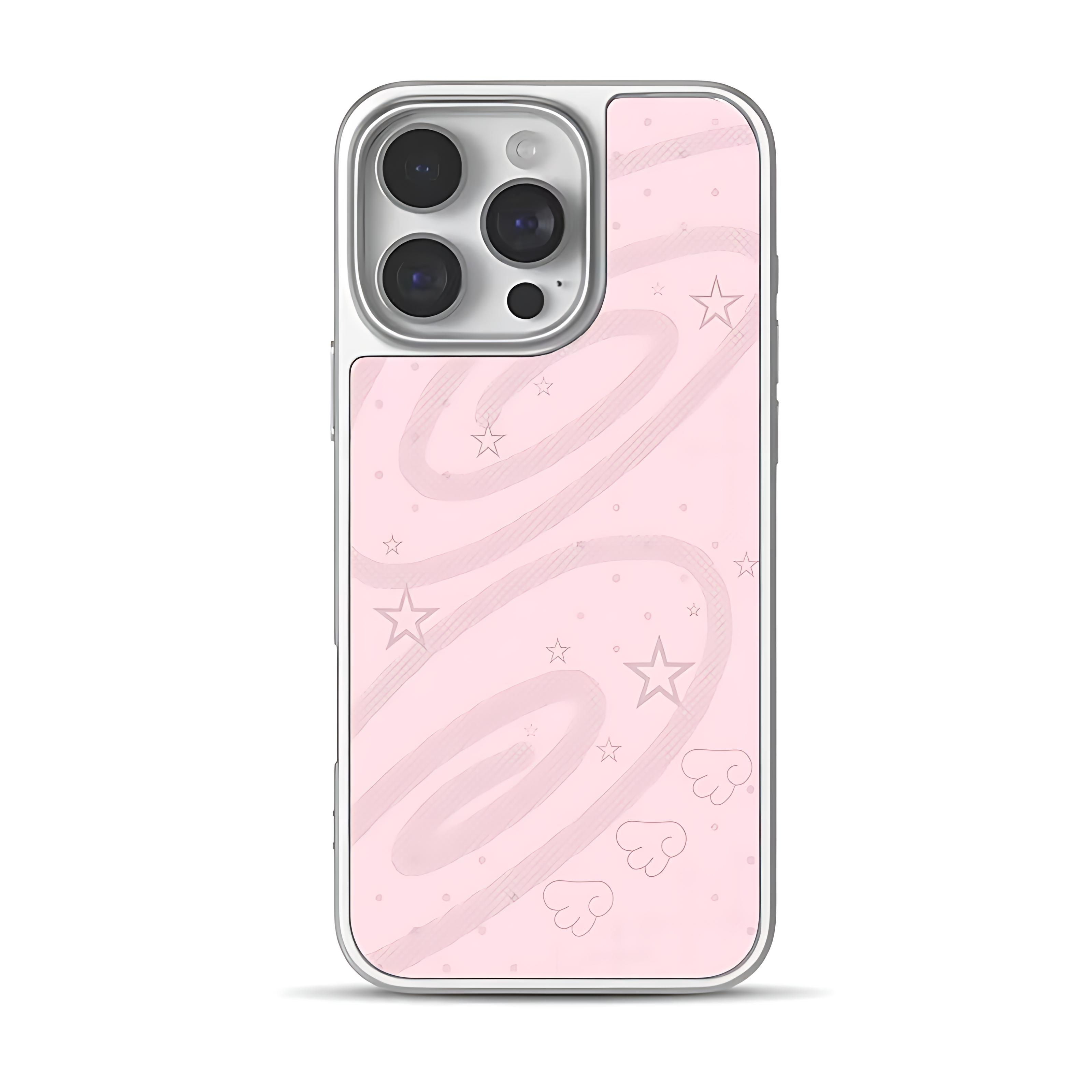 

Высококачественный розовый чехол со звездами для iPhone 17 16e 16 15 14 13 12 11 Air Pro Max X XSMAX 8 7 Plus Роскошная прозрачная мягкая задняя крышка iPhone 11