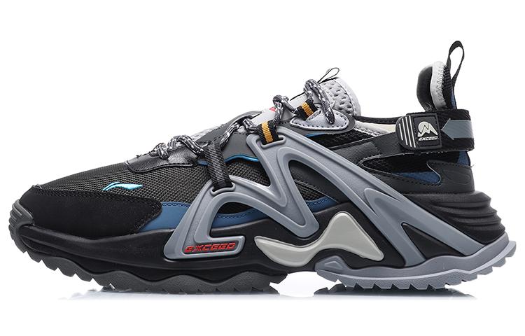 Li Ning Transcend Амортизация Скользкие Устойчивые к истиранию Низкие Беговые кроссовки Мужские Черный Серый Синий AGLQ111-4 44