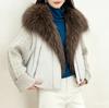 Winter new real fox fur collar knitted splicing down jacket women's short white duck down loose and thin versatile jacket