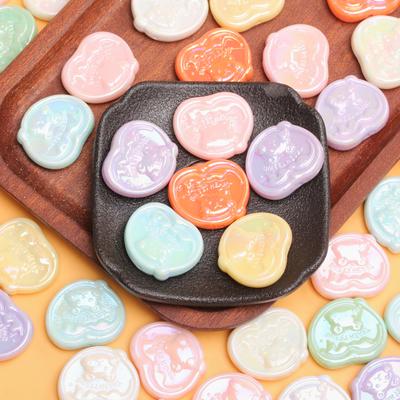 7ks 24*28mm akrylové UV barevné pokovování Love Heart Bear Volné korálky DIY šperky Příslušenství pro výrobu náušnic
