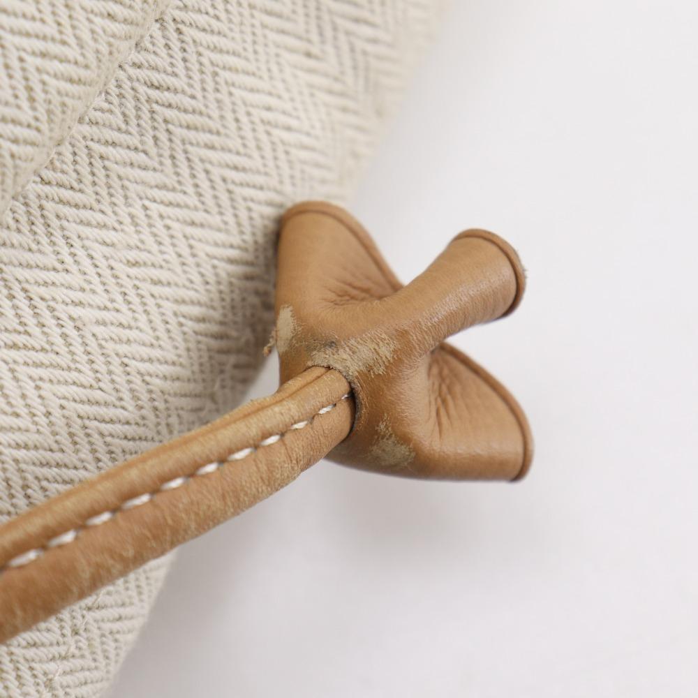 Hermes Alain GM Shoulder Bag Beige Canvas Unisex Used