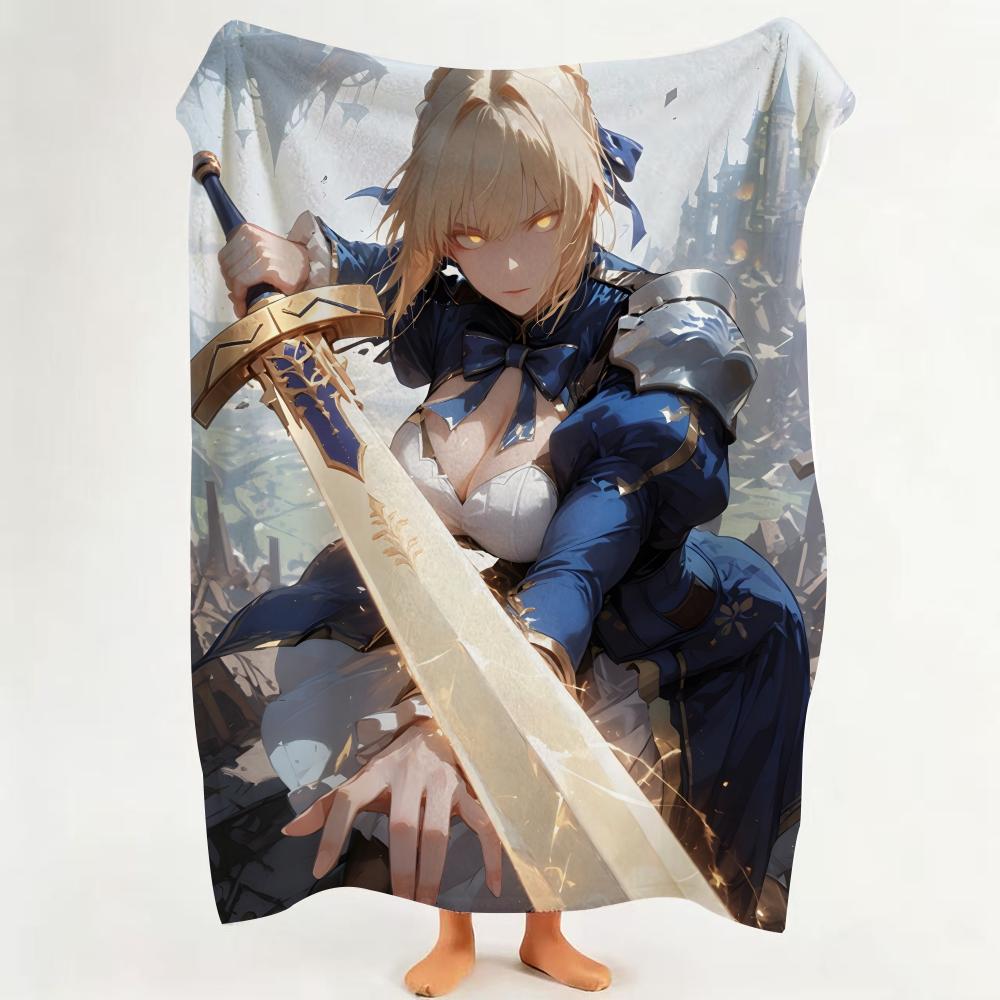 Game F Fate G Grand O Order  Flannel  Blanket Suitable for Sofa Living Room Bedroom