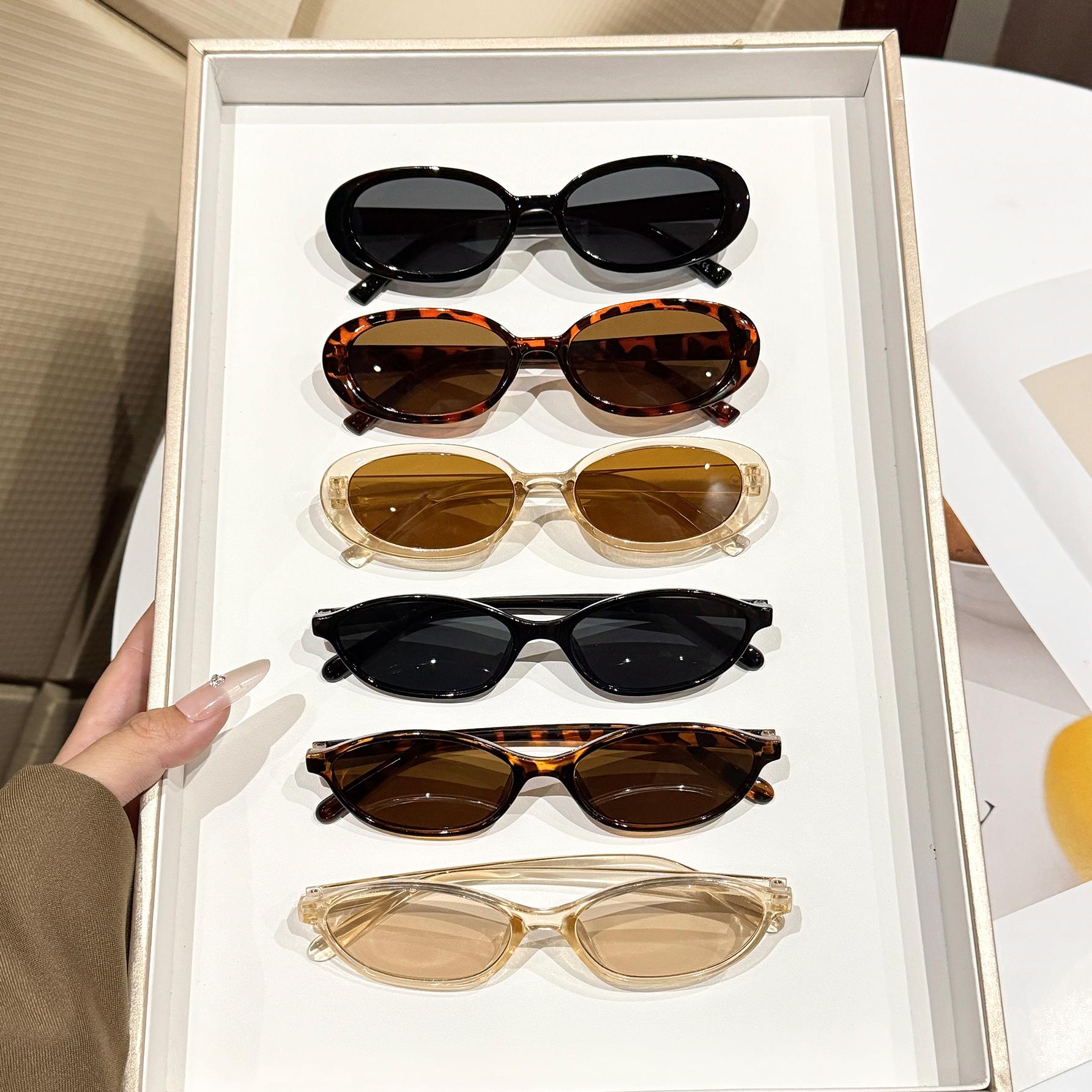 6Pcs European and American Retro Fashion Small Oval Frame Sunglasses for Both Men and Women, Stylish and Versatile