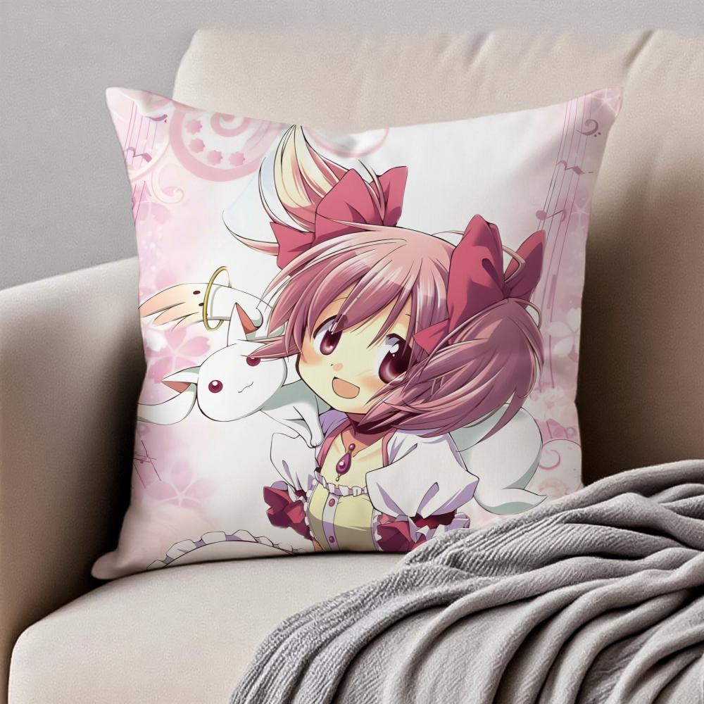 Cute Japanese Anime PPuella Magi Madoka Magica Cushion Cover Pillowcase Antidustmite Invisible Zipper Short Plush Sofa Cushion