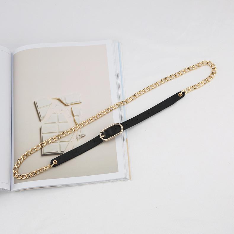 

Fashion Splicing Design Oval Metal Buckle Decoration Women Casual Waist Chain For Fashion Dresses And Jeans Accessory золотой
