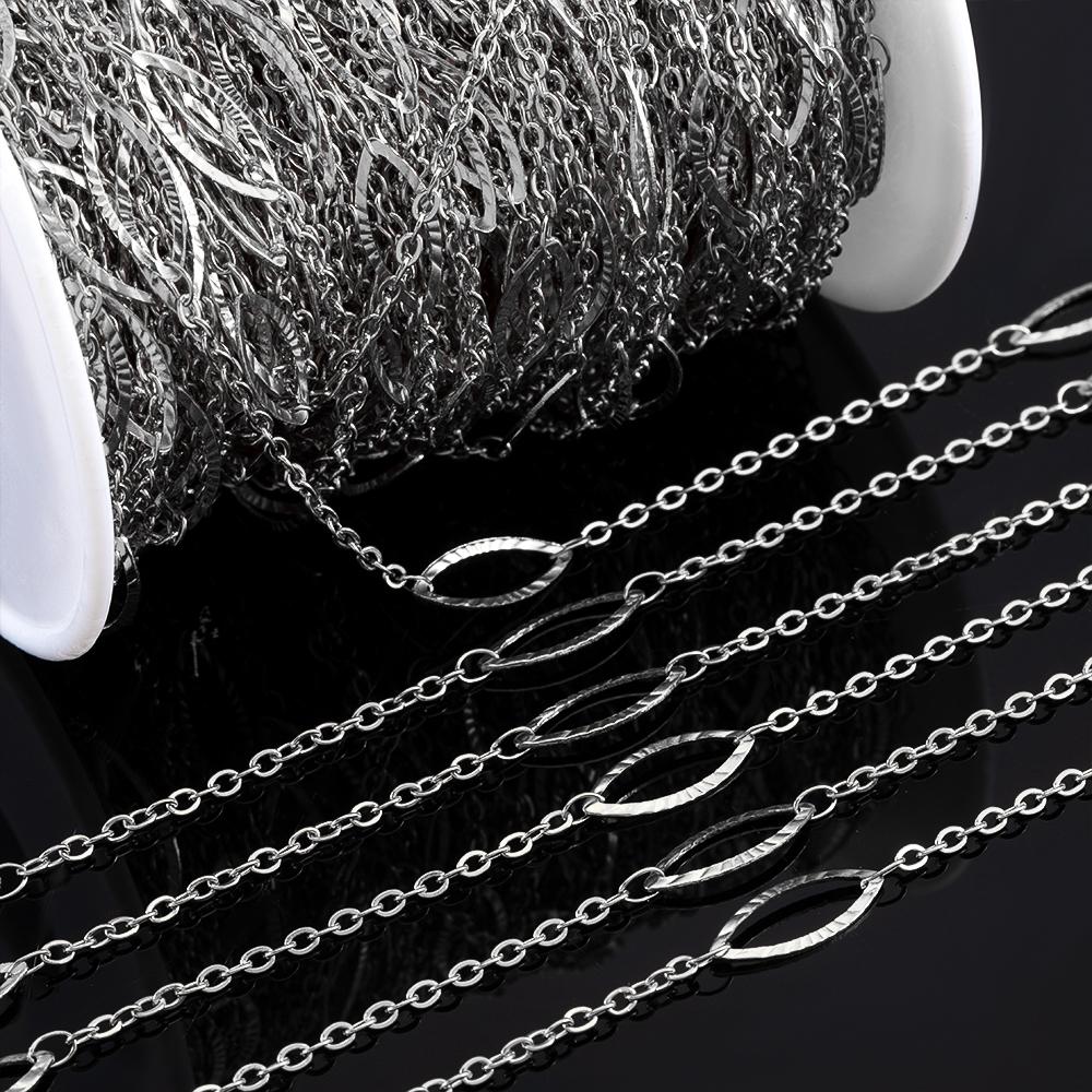 No Fade 2Meters 1Meter Stainless Steels Embossed Eye Chains Jewelry Making DIY Fashion Necklace Bracelet Accessories Ball Chain
