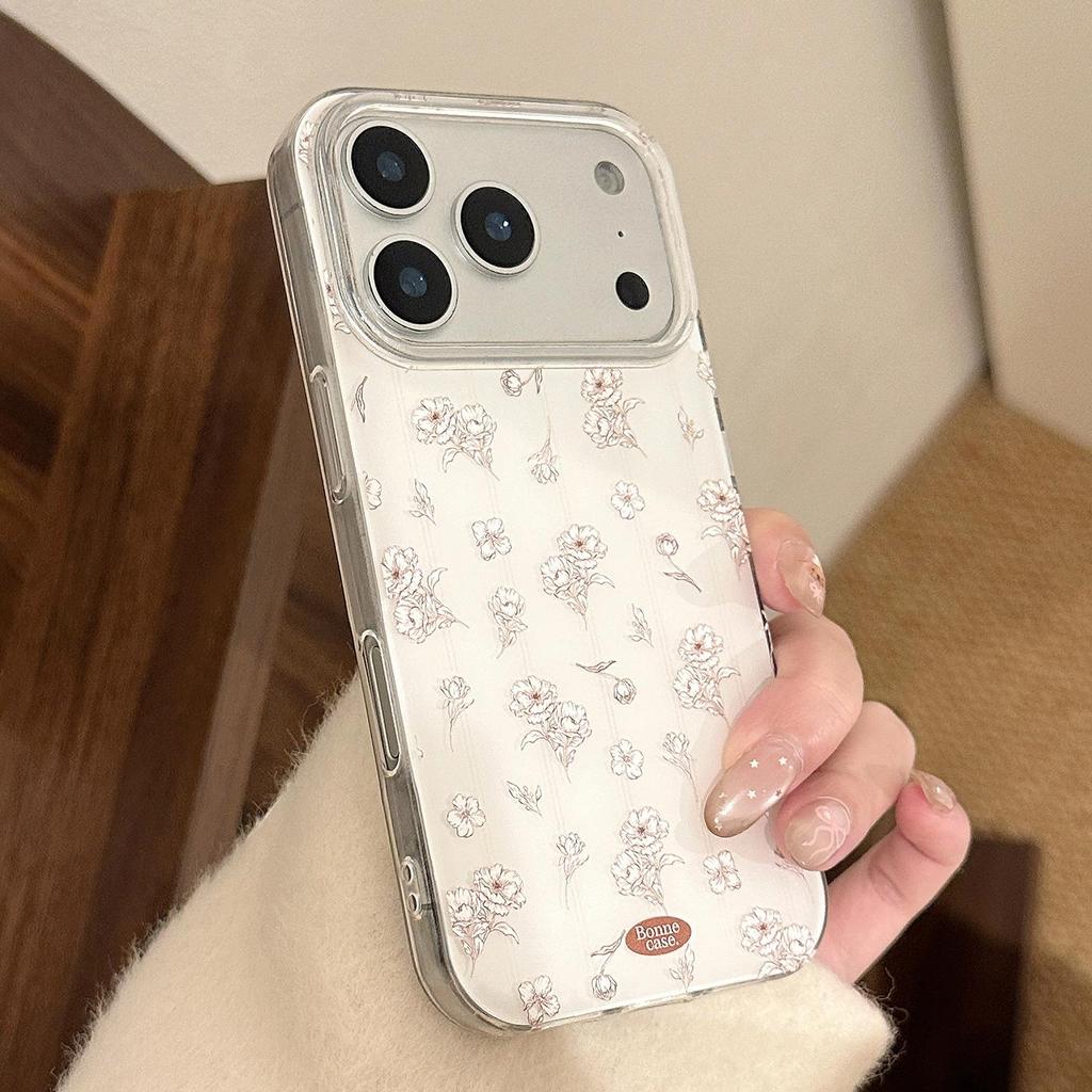 Artistic White Floral Phone Case for iPhone 16, iPhone 17, and iPhone 17 Pro Max