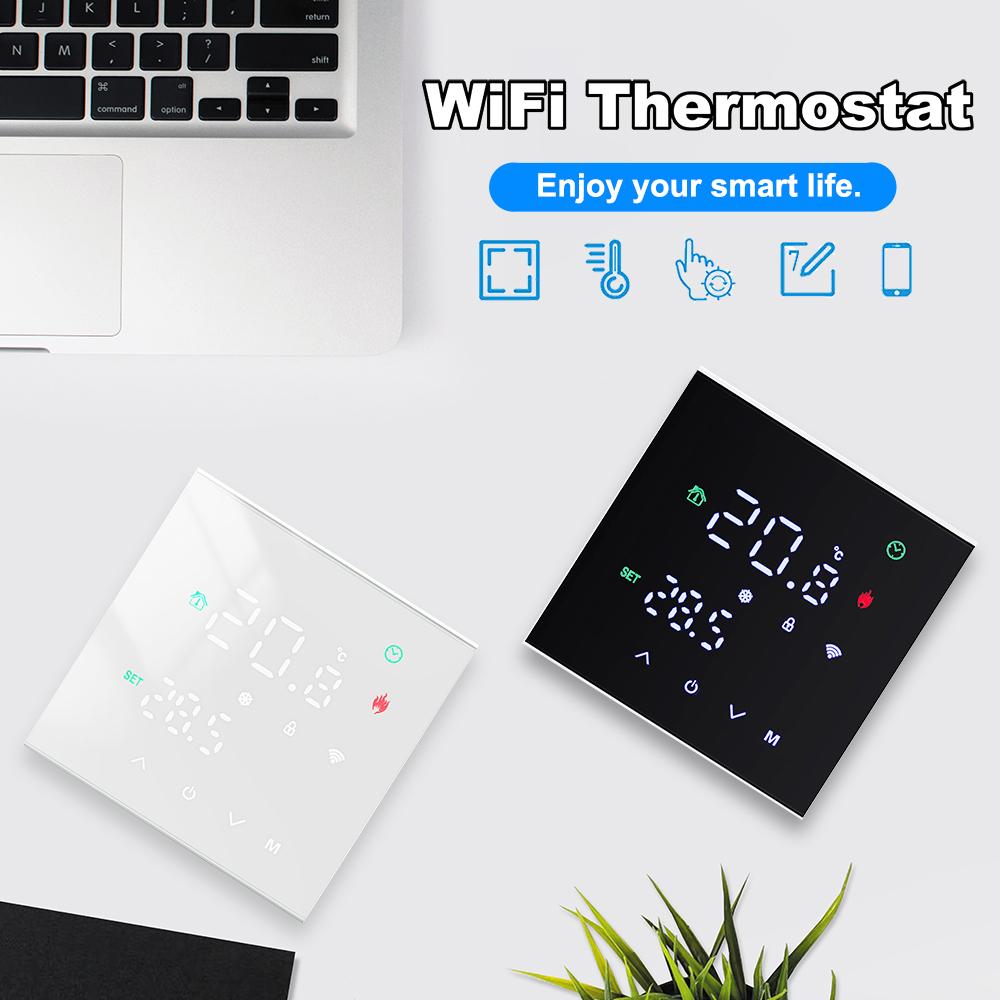 Tuya WiFi Smart touchscreen thermostaat Elektrische vloerverwarming Gasboiler / waterverwarming Temperatuurregelaar Alexa Voice App-bediening