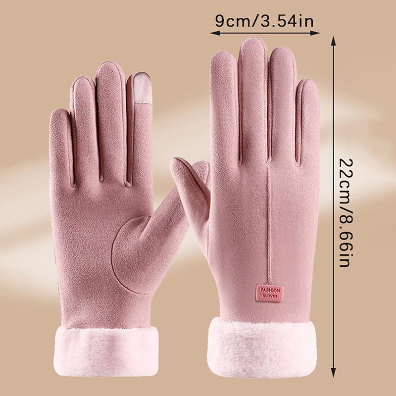 Winter Women'S Warm Gloves Have Windproof And Cold Resistant Properties, Thick Fur Lining, And Touch Screen Gloves