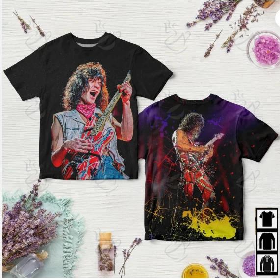 Rockowy Zespół Van Halen Retro Koszulka Unisex Drukowana 3D na Lato Uliczny Hip-hop Trend Krótki Rękaw Okrągły Dekolt Y2K Top Odzież Męska