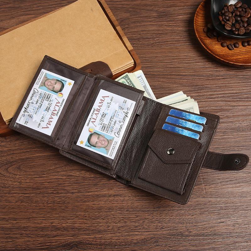 Vintage Business Men's Wallet PU Leather Bifold with ID Window Multi Card Slots Slim RFID Protection