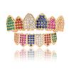 High Quality Gold Plated Hiphop Teeth Grillz Gold and Silver Colorful Zircon Grillz Brass Grillz Halloween Jewelry