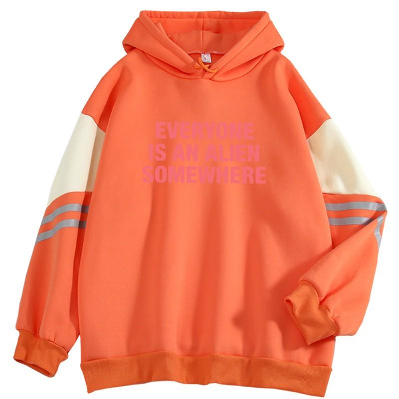 American Vintage Color Block Hoodie Loose Fit Couples Casual Streetwear Top