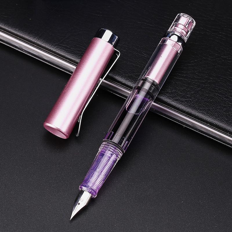 High Quality Transparent Color Piston Ink Blowing Large Capacity Ink Storage Pen Rotary Ink Blowing Piston Pen School Supplies